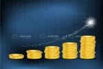 Business graph with dollar coins